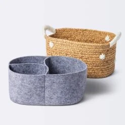 Braided Water Hyacinth With Tufted Embroidery Diaper Caddy Basket - Cloud Island™ -Cheap Cloud Island Store GUEST 4af8ac84 e21a 4e49 9482 b52190eda164