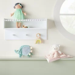 Wall Hook Shelf With Beading - White - Cloud Island™