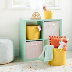 Quilted Fabric Small Round Storage Basket - Yellow - Cloud Island™