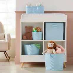 Quilted Fabric Cube Storage Bin - Blue - Cloud Island™