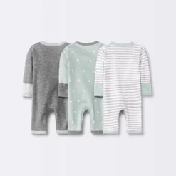 Baby 3pk Basic Romper - Cloud Island™ Gray Preemie