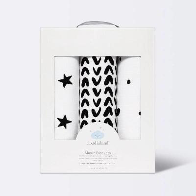 Muslin Swaddle Blanket - Cloud Island™ - Black/White - 3pk Muslin Swaddle Blanket - Cloud Island™ - Black/White - 3pk -Cheap Cloud Island Store GUEST 831bf554 0675 40f2 bb14 c52101e625d6