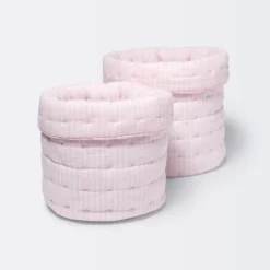 Quilted Gauze Medium Round Storage Bin - Cloud Island™ Pink Stripe -Cheap Cloud Island Store GUEST ac06777e 2a05 4350 b393 154caf98aaa3