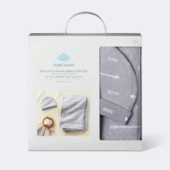 Hospital Muslin Swaddle Baby Blanket And Hat Gift Set - Gray Arrow - 2pk - Cloud Island™ -Cheap Cloud Island Store GUEST bfae7299 8f3f 413b b361 03b7f005ac98