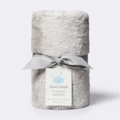 Solid Satin Edge Plush Blanket - Cloud Island™ Gray -Cheap Cloud Island Store GUEST ef58fef4 d999 41d3 8f90 c10a880399a3